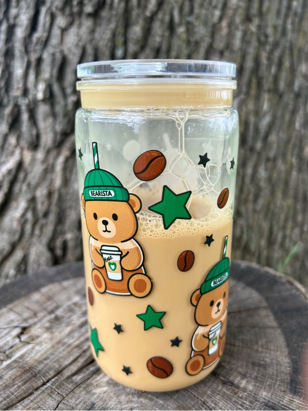 Bearista Bear Travel Tumbler - Green & Brown Cute Bear Design